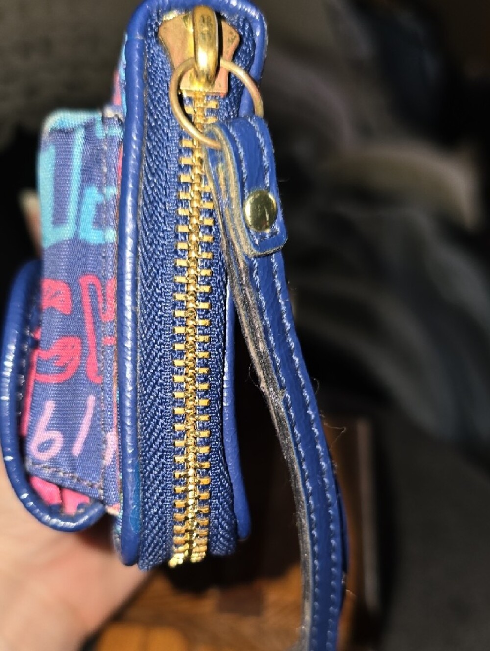 Coach 'Project' Navy Wristlet with Multicolor Script Hearts - Picture 6 of 15